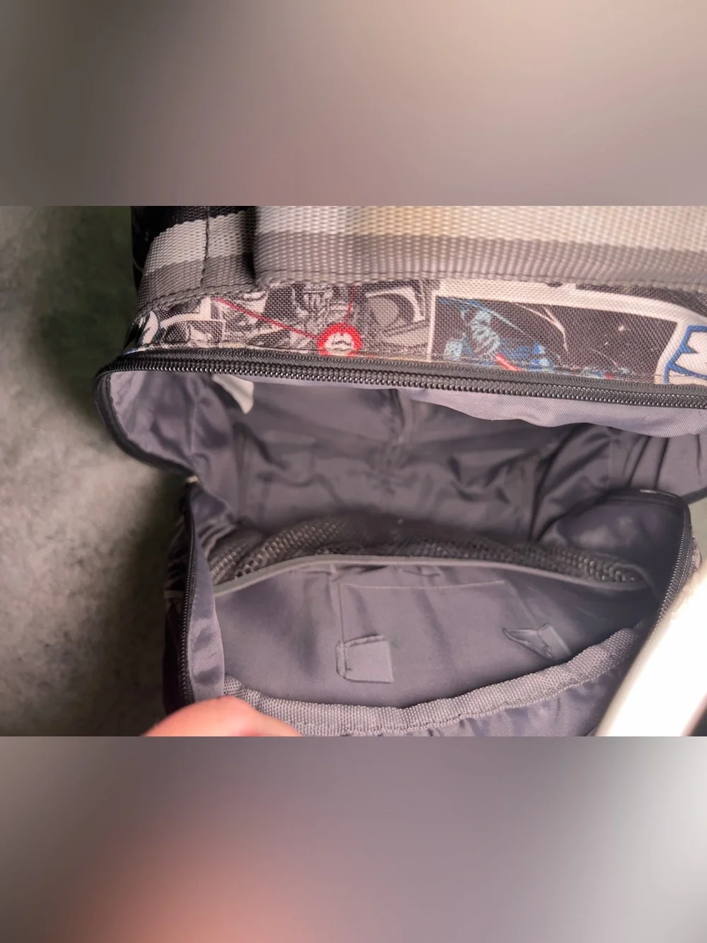 Pottery Barn Star Wars Black and Gray Comic Graphic Rolling Backpack 3 Pockets